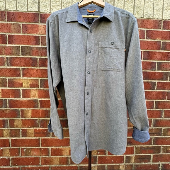 Timberland Pro Original Fit Midweight Gray Flannel Button-Up Soft Casual Gorp XL - Picture 13 of 13
